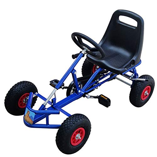 ZHIHEHE Kart a Pedales - 2020 Nuevo Pedal Go - Kart para niños - Neumáticos con Freno - Asiento Ajustable para niños y niñas de 3 a 8 años de Edad, Interiores y Exteriores (Cuerpo de Metal)(Blue)