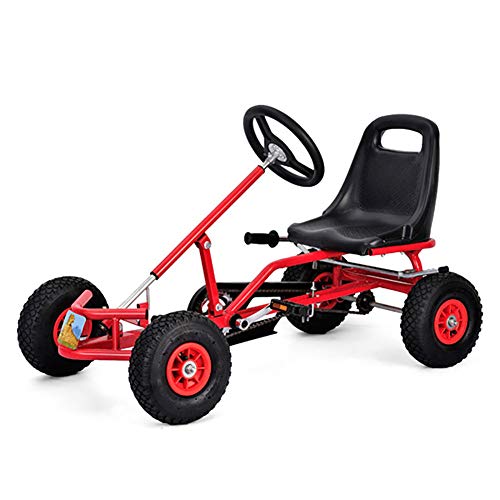 ZHIHEHE Kart a Pedales - 2020 Nuevo Pedal Go - Kart para niños - Neumáticos con Freno - Asiento Ajustable para niños y niñas de 3 a 8 años de Edad, Interiores y Exteriores (Cuerpo de Metal)(Red)