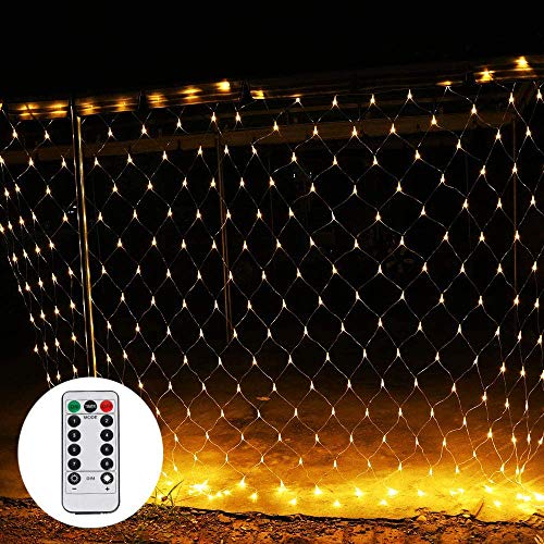 190 LEDs Guirnaldas Neta Luz 3M X 2M, 8 Modes Impermeable de luz de Red Encendido/Apagado Automático Malla Cortina Luces de hada para Navidad Decoración Interior Exterior