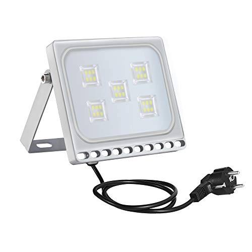 30w Foco Proyector LED Ultra Plano para exterior, Floodlight con SMD2835 LED Bombilla de luz Fría, IP67 Impermeable, Enchufe Contenido, 2550lm