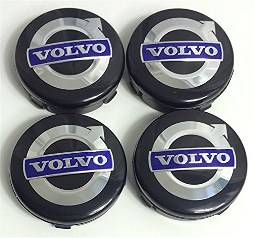 4 ruedas centrales para Volvo Alloy C70 S60 V60 V70 S80 XC90 (64 mm), color negro y azul