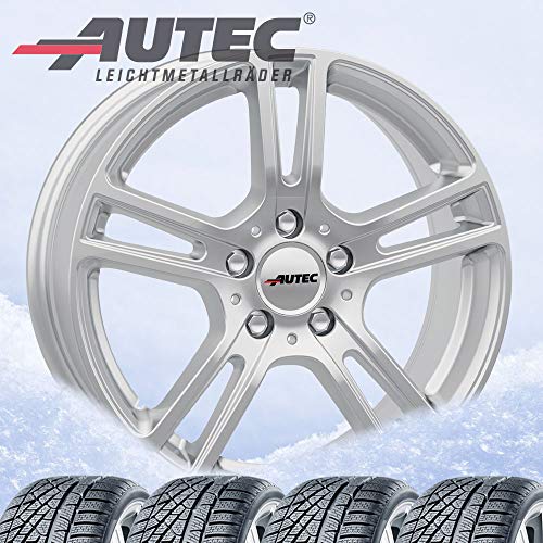 4 ruedas de invierno Autec Mugano 6,5 x 16 ET38 5 x 112 plata brillante con 205/60 R16 92H Michelin Alpin 6 para Mercedes-Benz C