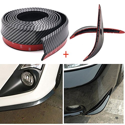 8.2Ft / 2Inches Universal Front Bumper Spoiler Rubber Skirt Protector Lip ABS Carbon Fiber para Coches Camiones SUV