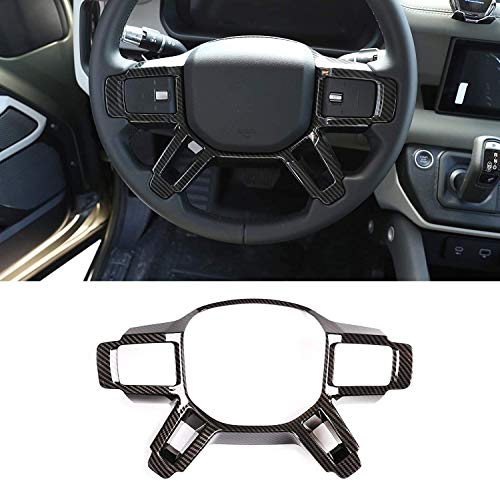 ACCEMOD Cubierta del marco del volante para Land Rover Defender 110 2020 2021 ABS accesorios interiores del coche; fibra de carbono como