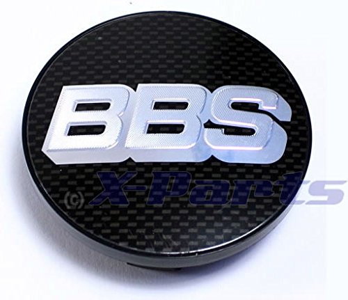 BBS BB0924467 - Tapa central con logo para llantas de aleación BBS, fibra de carbono, cromado, logo plateado, 70 mm, para barra de extensión, instalación con anillo a presión