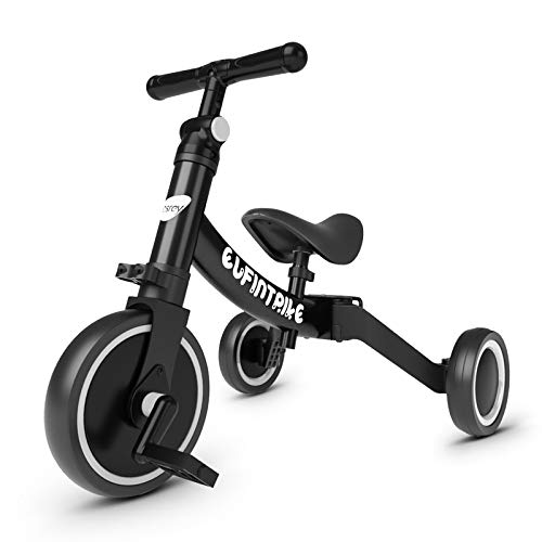 besrey Triciclos para Niños, 5 en 1 Un Bici polivalente, Triciclo,Bicicleta,Carro de Equilibrio,Caminante, 2.8kg Ligero y portátil, Adecuado para niños de 1-3 años,Negro