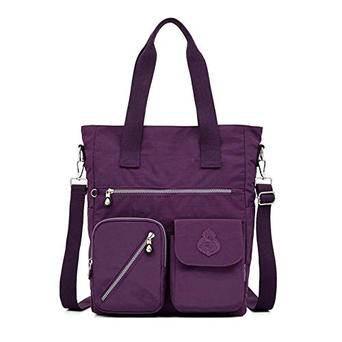 Bolsa De Hombro De Nylon De Las Mujeres Multi-bolsillo Messenger Bag Amplio Capacidad Mamá Bolsa De Viaje Bolsa De Viaje(Size:30 * 11 * 37CM,Color:Púrpura)