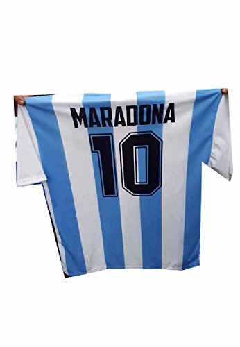 Camiseta de Argentina con autógrafo impreso con recuerdo de Maradona, todas las tallas, de regalo Blanco celeste. Large