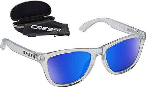 Cressi Leblon Sunglasses Gafas de Sol Deportivas con Estuche Rígido, Adultos Unisex, Hielo Claro Crystal-Lentes Espejadas Azul, Un Tamaño
