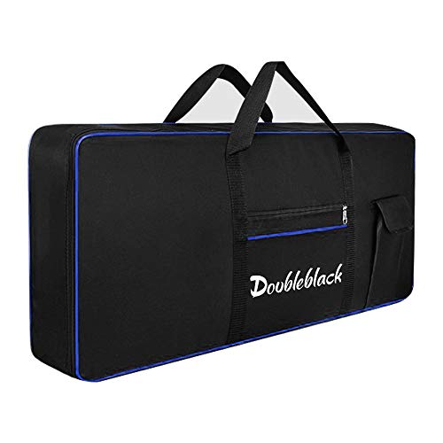 Doubleblack Bolsa Teclado 61 Teclas Funda Transporte para Organo Piano Electrico Acolchada Cubierta Portatil Maleta Protectora Mochila Oxford 600D Negra (Azul Linea)