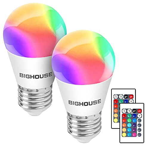 E27 Colour Changing Light Bulb, Dimmable 4W E27 Edison Screw RGBW LED Light Bulbs with Remote Control, 35W Incandescent Bulb Equivalent, 16 Colors, Memory Function for Home Lighting, Party Decoration