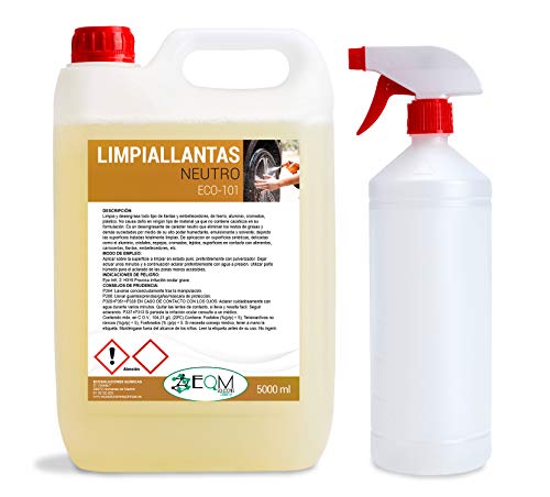 Ecosoluciones Químicas ECO-101 | 5 litros | Limpia Llantas Profesional Neutro | Elimina Suciedad sin Esfuerzo | Incluye PULVERIZADOR