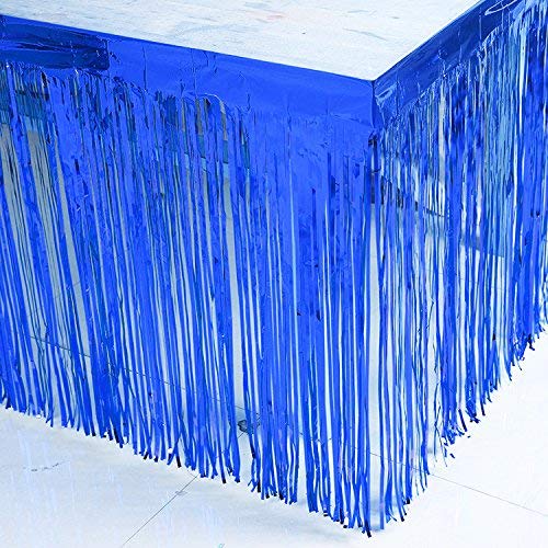 Egurs 9 pies. x 29 Pulgadas Lámina de Franja metálica Franja Falda Tinsel Party Mesa Falda Azul Azul