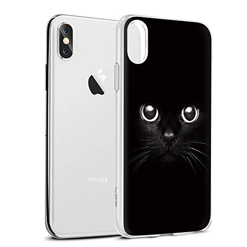 Eouine Funda para iPhone XS MAX, Cárcasa Silicona 3D Transparente con Dibujos Diseño [Antigolpes] de Protector Bumper Case Cover Fundas para Movil para iPhone XsMax 2018-6,5 Pulgadas (Gato Negro)