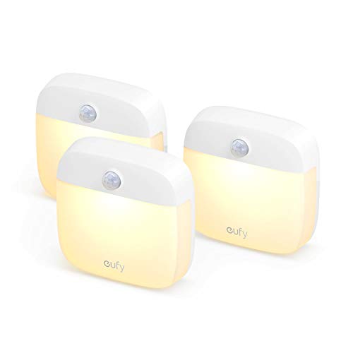 Eufy de Anker, Lumi Stick-On Night Light, LED Blanco Cálido de Segunda Generación, 9W, Sensor de Movimiento,para Dormitorio, Baño, Cocina, Pasillo, Escaleras, ahorro de energía, compacto [3 unidades]
