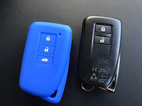 Funda protectora de silicona de calidad con 2/3 botones, compatible con Lexus Hybrid CT200h IS200 IS250 GS F GS250 NX300 ES UX LS RX RCF LC F SPORT (azul)