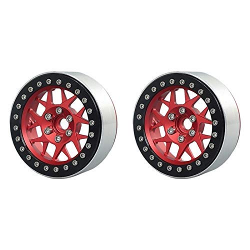 GzxLaY Llantas a estrenar de 2PCS 1.9Inch Beadlock Wheels Adecuado para 1/10 Axial SCX10 TRX4 RC Car Repuestos Accesorios (Color: Negro Rojo) ( Color : Black Red )