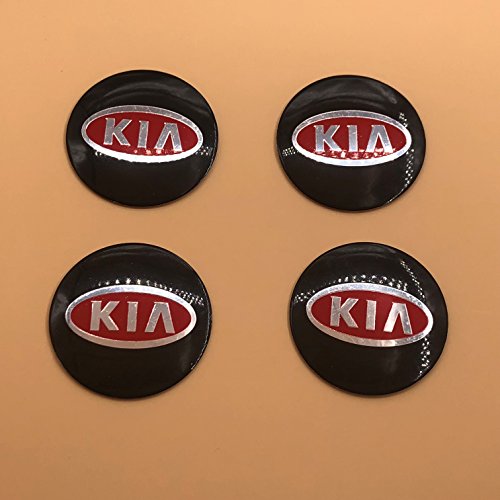 HANWAY 4 emblemas Adhesivos para tapacubos de Coche de 56 mm para Kia roja