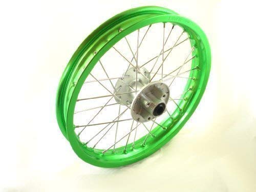 HMParts Pit Dirt Bike/Cross - Aluminio Llantas Anodizado 16 Trasero Verde