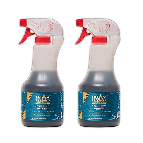 INOX® Limpiador de Llantas Concentrado, 2 x 500ml - para Llantas de Aluminio y Acero Que Elimina la Suciedad Pesada como el óxido y el Polvo de los Frenos