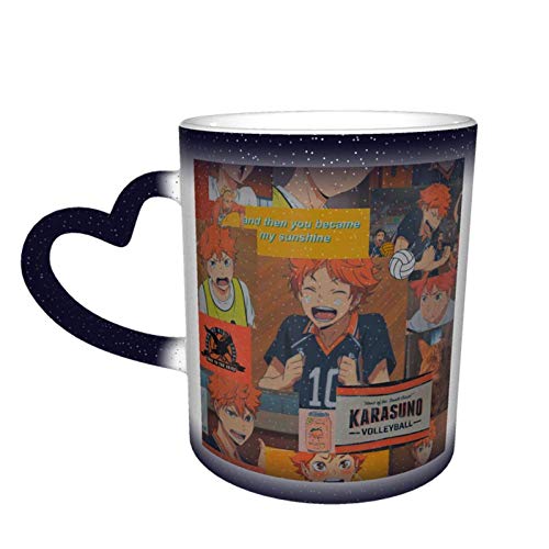 IUBBKI Haikyuu Anime Cerámica Sensible al calor Taza de café que cambia de color Starry Sky Novedad Taza de viaje Única divertida Galaxy Taza de café Tazas de té y tazas de café 12OZ