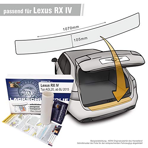 Lackschutzshop - Lámina protectora de pintura compatible con protección de borde de carga compatible con Lexus RX (IV, tipo AGL20 a partir de 2015) - transparente 150µm