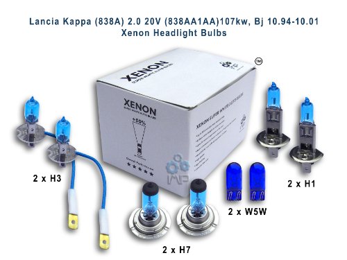 Lancia Kappa (838A) 2.0 20V (838AA1AA)107kw, Bj 10.94-10.01 Xenon Headlight Bulbs H1, H3, H7, W5W