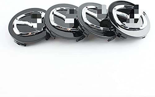 Llantas de aleación de 4 x 56 mm Tapas centrales para bujes Logotipo cromado negro de Mazda