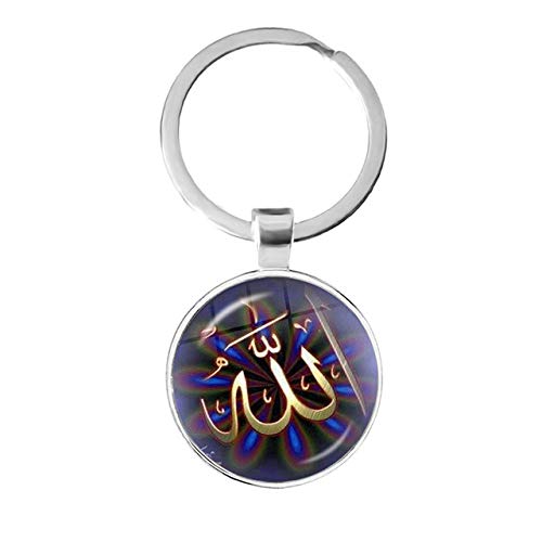 Llavero Logotipo De Dios Allah 25Mm Vidrio Cabochon Antiguo Llaveros Religioso Musulmán Keyholder Joyas para El Regalo del Ramadán
