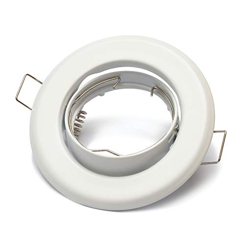Lu-Mi GU10 Juego de foco empotrado LED - 1 Unidad de marco óptico de montaje blanco, incl. zócalo GU10 para leds o lámparas halógenas, giratorio 30°, redondo