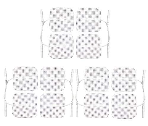 Med-Fit Almohadillas de electrodos autoadhesivos TENS / EMS. 12 tens electroestimulador parches de electrodos hipoalergénicos de larguísima duración de la más alta calidad. 5cm x 5cm, compatibles con prácticamente todos los modelos de estimuladores TENS y