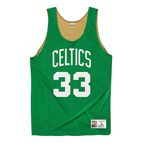 Mitchell & Ness Boston Celtics Larry Bird All Stars - Camiseta de tirantes de malla reversible, color verde y dorado verde XL