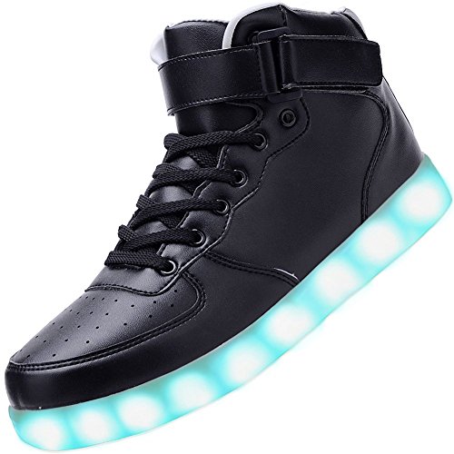 Padgene - Zapatillas LED para Hombre con Luces (7 Colores), Color Negro, Talla 36 EU