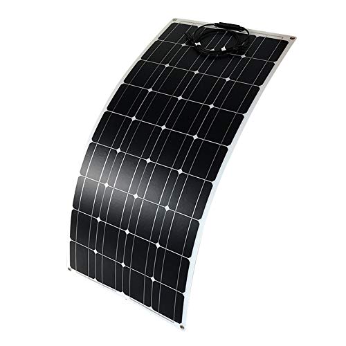 Panel Solar Pet semiflexible Cristal único 100W 18V Panel Solar Flexible Tablero de Carga Laminado Se Utiliza en vehículos recreativos, Barcos, etc,Black-120 * 54cm