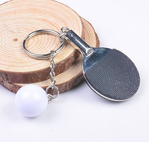 Ping pong de mesa con pelota de ping pong en negro y llavero de metal | regalo | hombres | deporte | negro