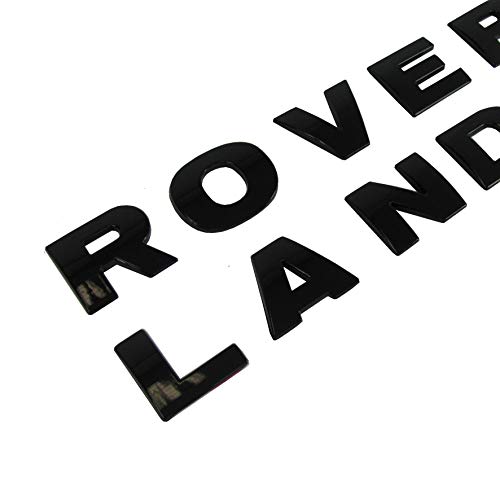 RNR Letras de Land Rover con texto en negro brillante de piano Discovery Defender Freelander + plantilla