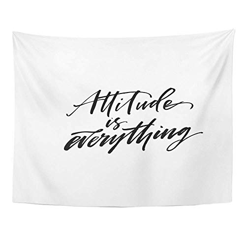 Tapices decorativos Tapestry Wall Hanging Attitude is Everything Lettering Positive Phrase Ink Modern Brush Black 60"x 80" Home Decor Art Tapestries for Bedroom Living Room Dorm Apartment