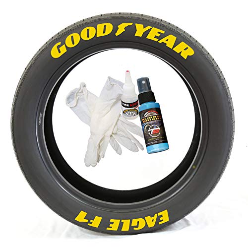 Tire Stickers Pegatinas para Llantas Goodyear Eagle F1 – Kit de Letras de Goma Permanente para neumáticos con Pegamento y Estilo Nascar (Paquete de 8)