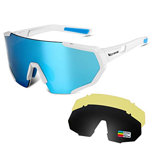 WESTGIRL Gafas de sol polarizadas con protección UV400, para hombre y mujer, con 3 lentes de recambio, para deportes al aire libre, para correr, escalar, pescar, conducir o jugar al golf
