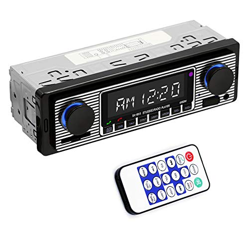 Yolispa - Radio de coche Bluetooth estéreo para coche con puerto USB/SD/AUX, 4 x 60 W, radio FM para coche, reproductor de MP3 digital, llamadas manos libres con control remoto