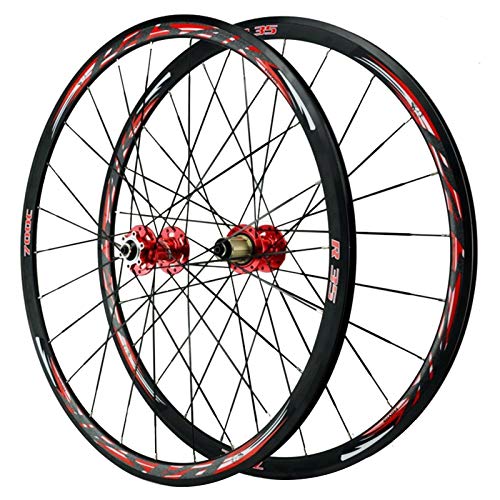 ZNND 29 Pulgadas Ciclismo Wheels, Ruedas de Bicicleta700C Llanta Aleación de Aluminio Doble Pared 24 Hoyos Freno Disco Altura del Círculo 30 MM (Color : Red)