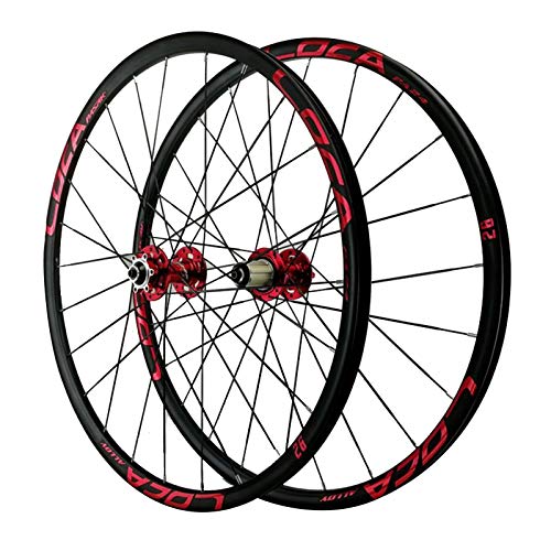 ZNND Llanta para Bicicleta de Montaña,Aleación de Aluminio Liberación Rápida Bicicleta de Montaña 8/9/10/11/12 Velocidad Frenos de Disco Ciclismo Wheels (Color : Red hub, Size : 27.5in)