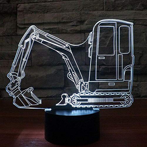 3D Led Luz de noche Excavación Maquinaria Vehículo Bulldozer Tractor 7 colores cambiando Smart Touch Ajustable con Smart Touch Botón Calentamiento de regalo Presente Decoración creativa Arte ideal y m