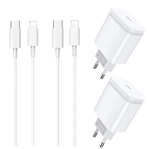 AXIULOO 2-Pack 20W USB C Cargador Replacement for iPhone 12/12 Mini/12 Pro/12 Pro Max/11, Carga Rapida Tipo C Adaptador y 2M Cable, PD 3.0 Pared Enchufe Movil para Phone SE 2020/XS MAX/XR/X / 8 Plus