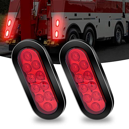 Biqing 2PCS Ovaladas Luces Traseras para Remolque Roja,12V Luces LED Laterales Luces LED para Señalización de Remolque Luces de Marcha Atrás Impermeable para Camion Caravana O Tractor