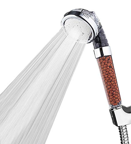 Cabezal de ducha iónico con 3 modos de alcachofa de ducha de mano con filtro de alta presión, extraíble para ahorrar agua, suaviza el agua dura