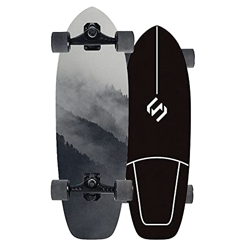Carving Surfskate Carver Skateboard Pumping Completo 75 cm, Tablero de Arce de 7 Capas Longboard, Skate con Rodamientos ABEC-9, Pumpping Surf Skate para Adolescentes Principiantes Adultos Niñas Niños