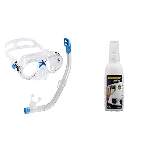 Cressi Set Marea VIP Jr - Gafas y Tubo de Buceo para niños Azul + Premium Anti Fog - Antivaho Spray para Máscara de Buceo/Gafas de Natación, 60 ml