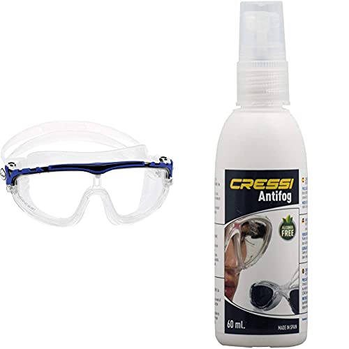 Cressi Skylight Gafas de Natación Anti-vaho, Unisex Adulto, Transparente/Negro/Azul, Talla única + Premium Anti Fog Antivaho Spray para Máscara de Buceo/Gafas de Natación, 60 ml