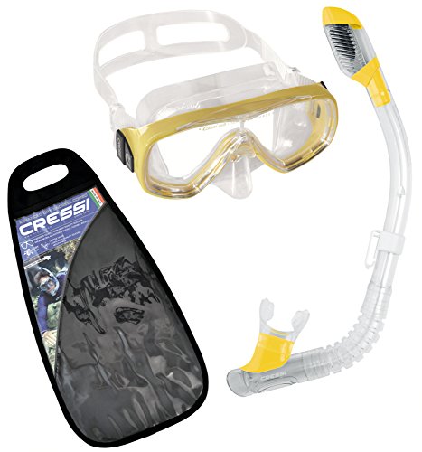 Cressi Tauchset Schnorchelset Ondina 100% Dry (Made in Italy) Kit de Snorkeling con máscara y Tubo, Unisex, Amarillo